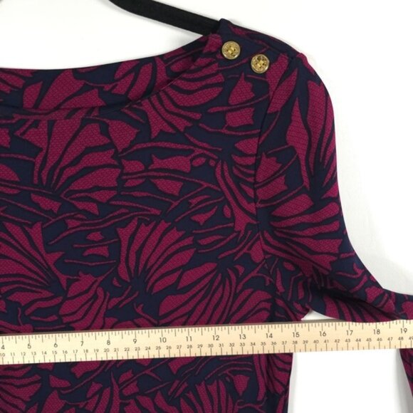 NWT TORY BURCH ETTA DRESS TORY NAVY AZOLLA COMBO A/988 Floral Print LS SMALL - Picture 8 of 15